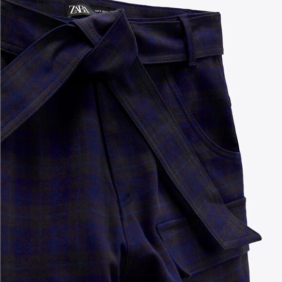Zara PLAID CARGO PANTS - Picture 3 of 5